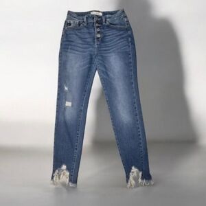 KanCan Distressed Ankle Jeans in Blue Size 7/27 Button Fly